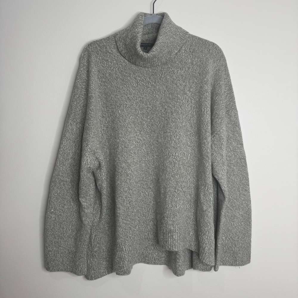 Lafayette 148 New York Cashmere Silk Sequin Chunky Knit Turtleneck Sweater XL